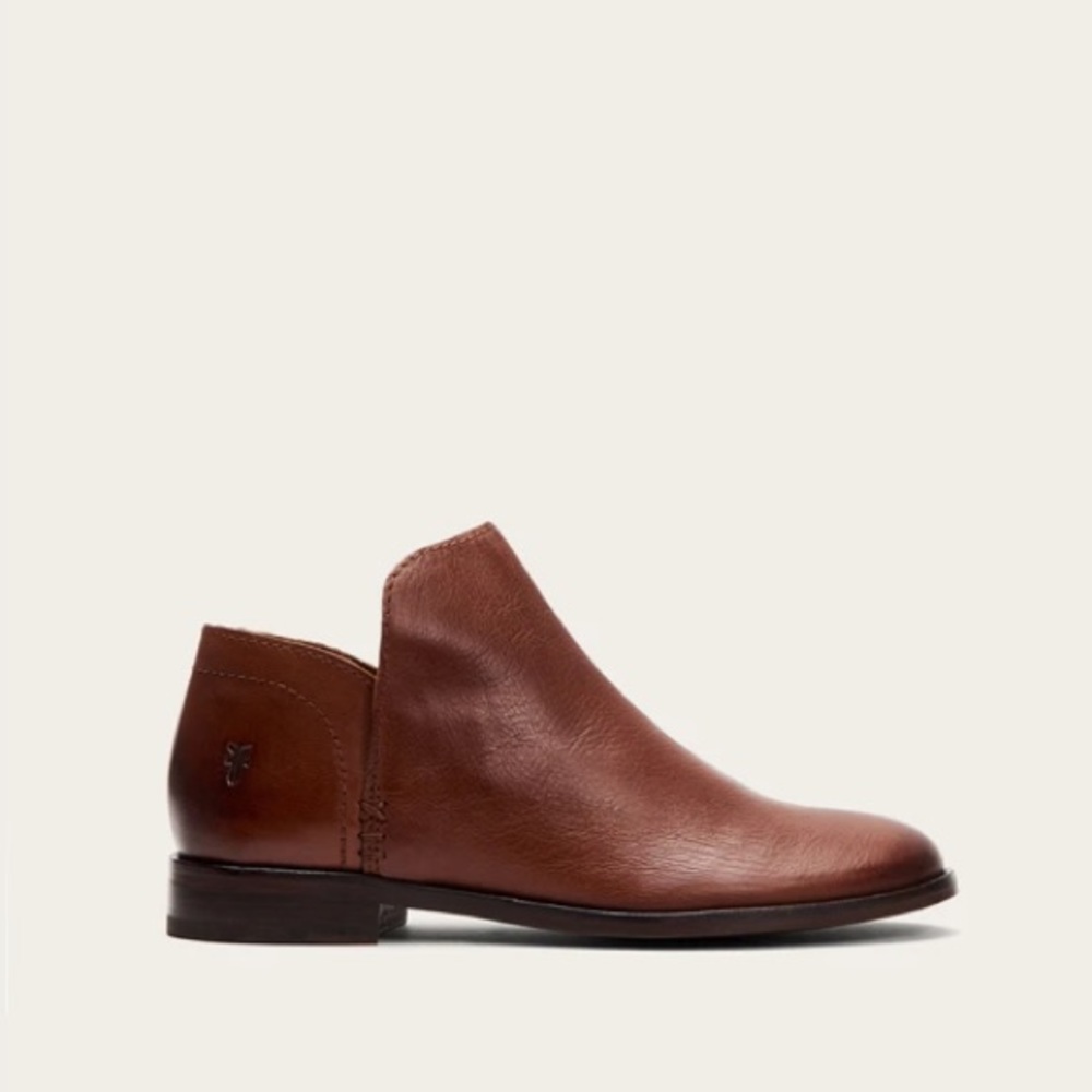 $329 Frye Elyssa Cognac Brown Leather Everyday Comfy Round Toe Shootie/AnkleBoot - Picture 4 of 15
